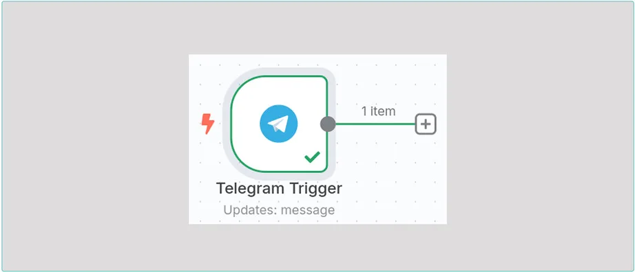 Узел Telegram Trigger получил один элемент данных после сообщения в бота